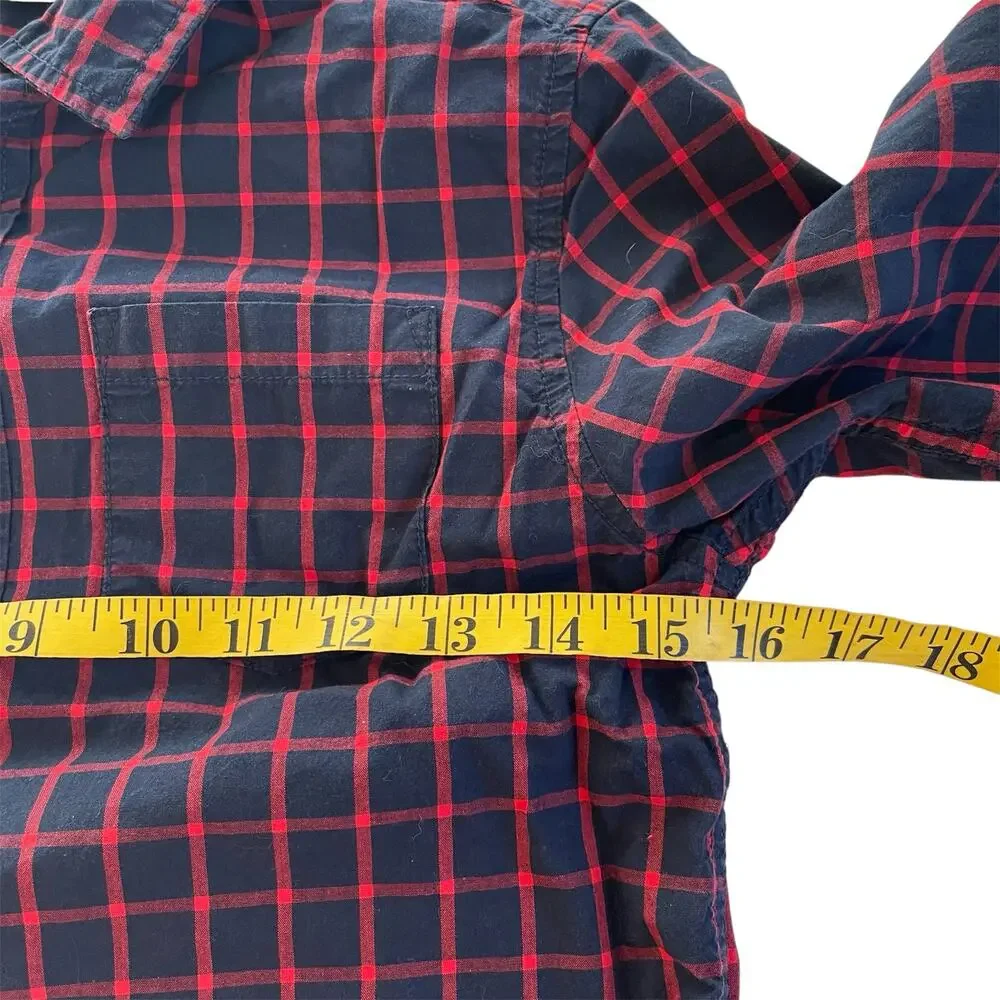 Gymboree Boys Gingham‎ Button Down Collared Shirt Red Blue Size 7/8